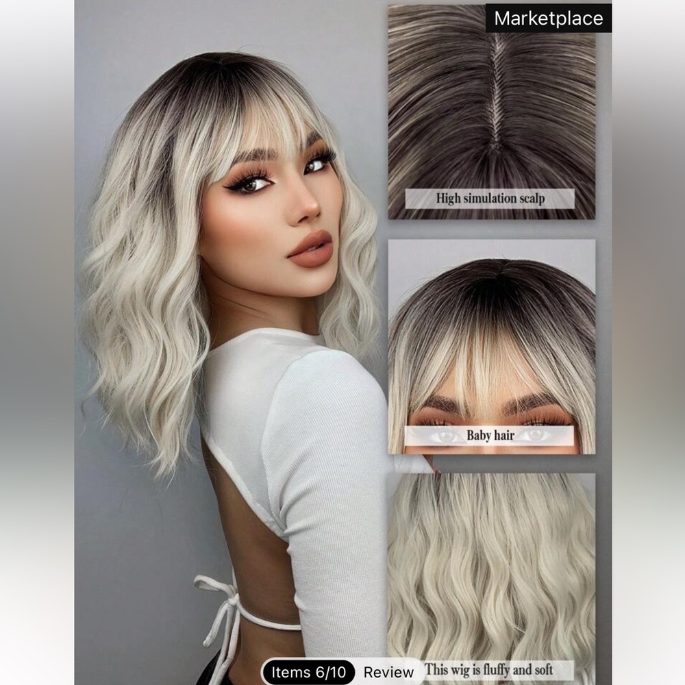 Cute blonde ombré wig and wig cap